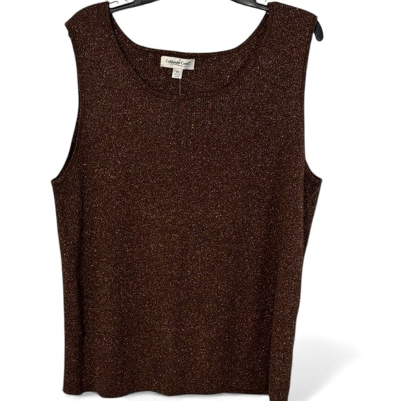 Coldwater Creek Tops - Coldwater Creek Tank‎ Brown Metallic Silk Blend Knit Tank in Size 3X  NWT